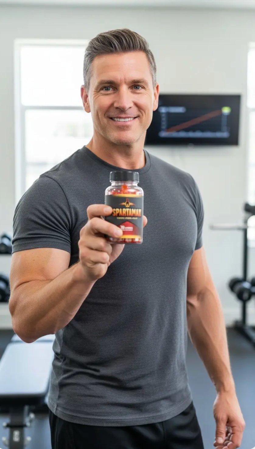 Man holding Spartamax bottle